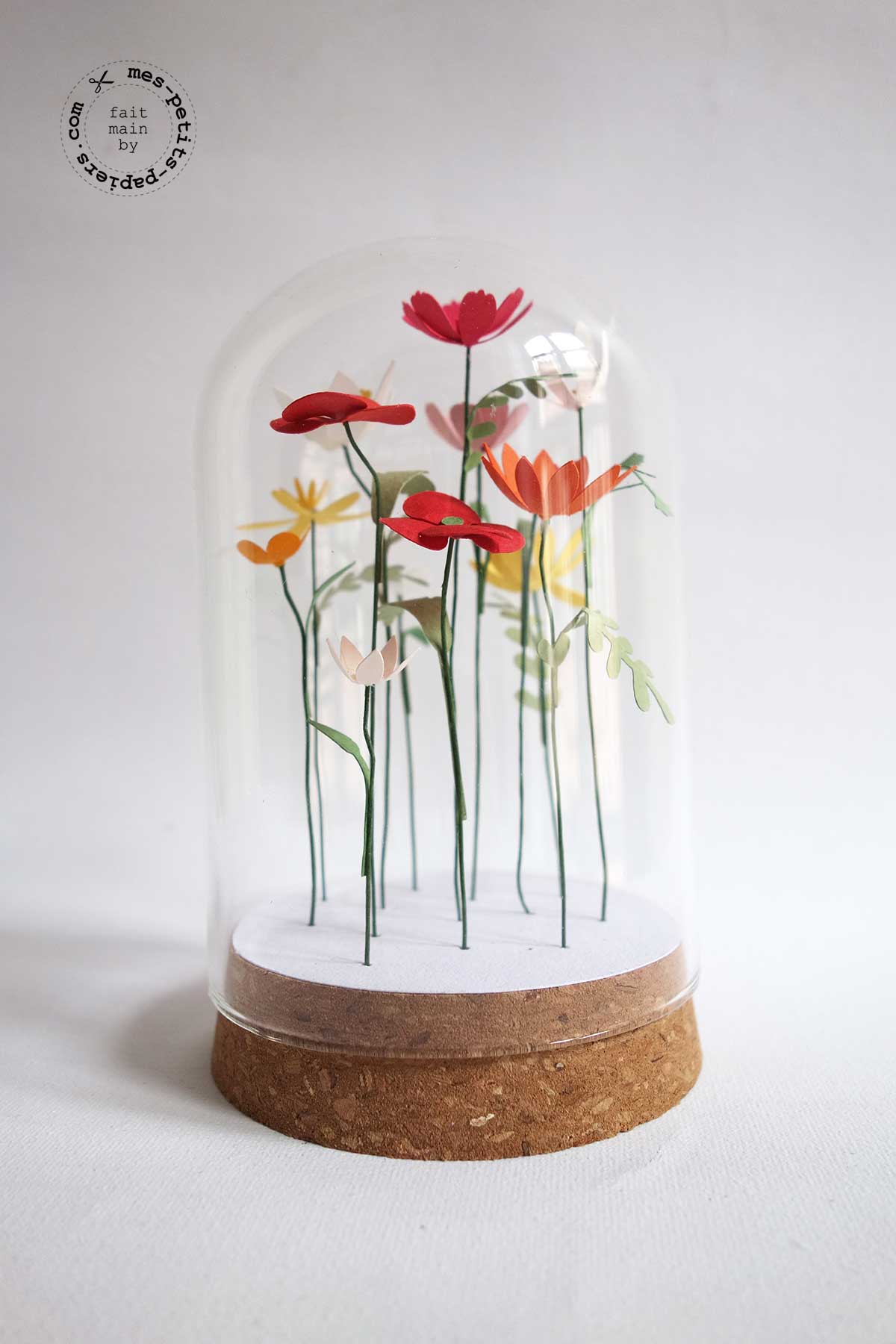 fleurs sous cloche mes petits papiers