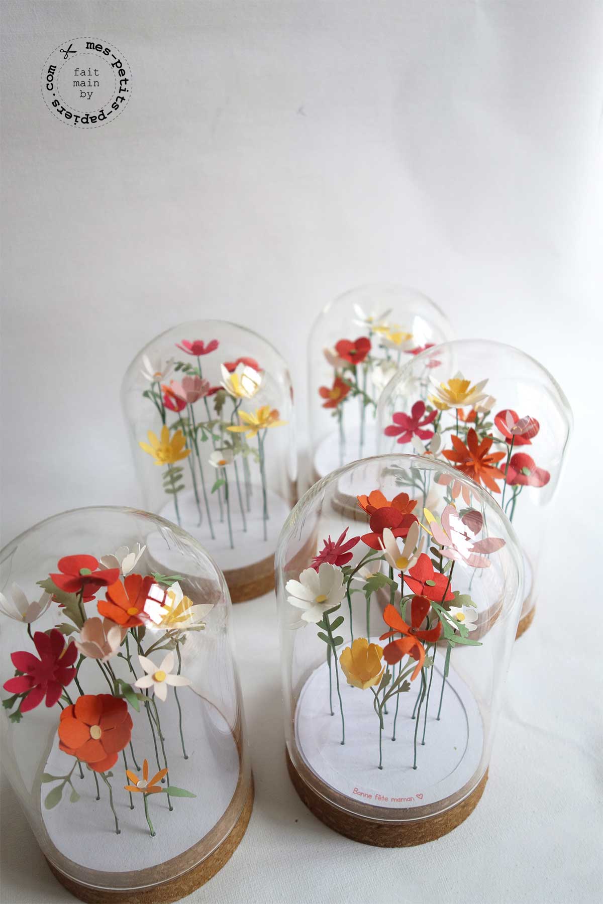 fleurs sous cloche mes petits papiers