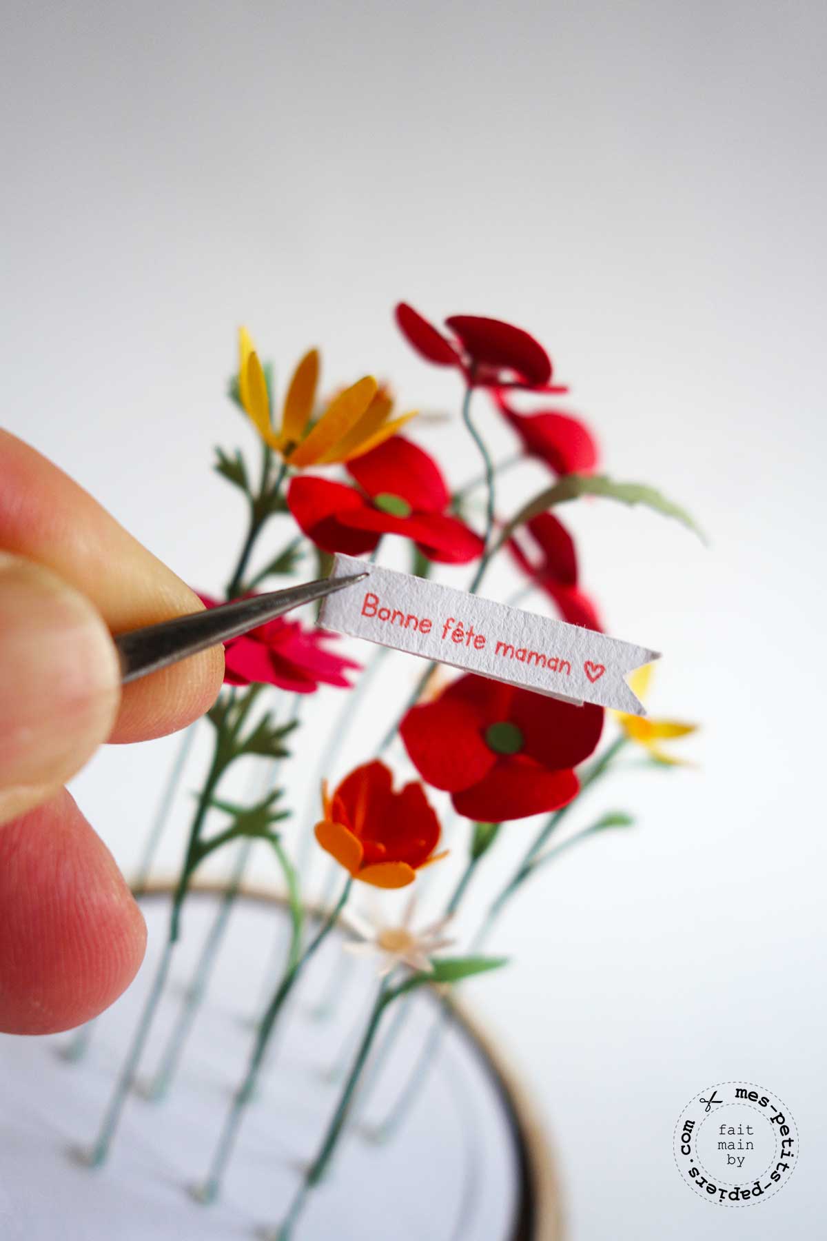 fleurs sous cloche mes petits papiers - Bonne fête maman