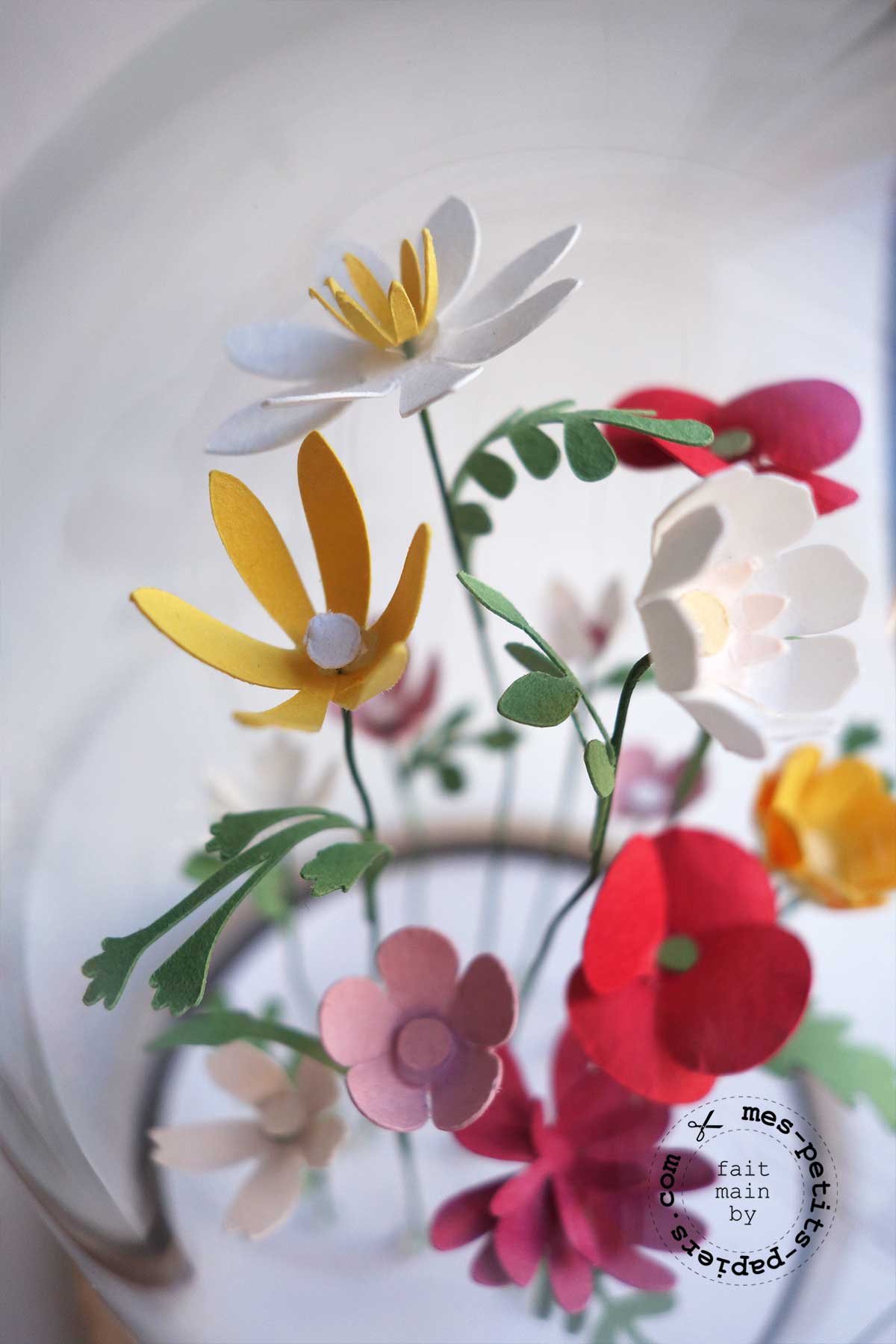 fleurs sous cloche mes petits papiers